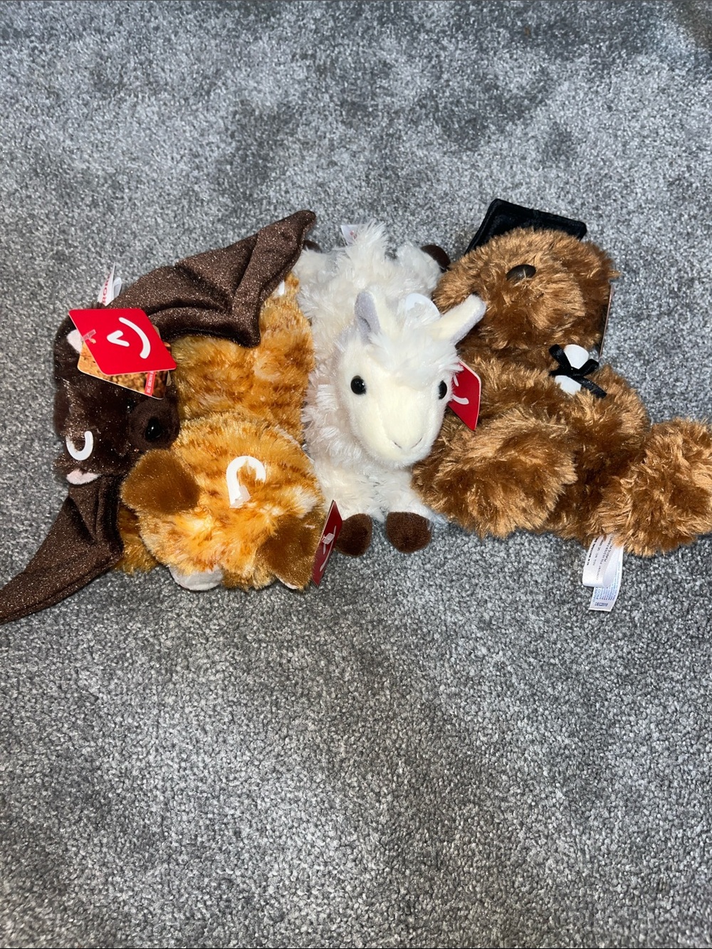 Aurora Plush Animal Four- Brown Bat, White Llama, Graduation Bear, & Molly Cat